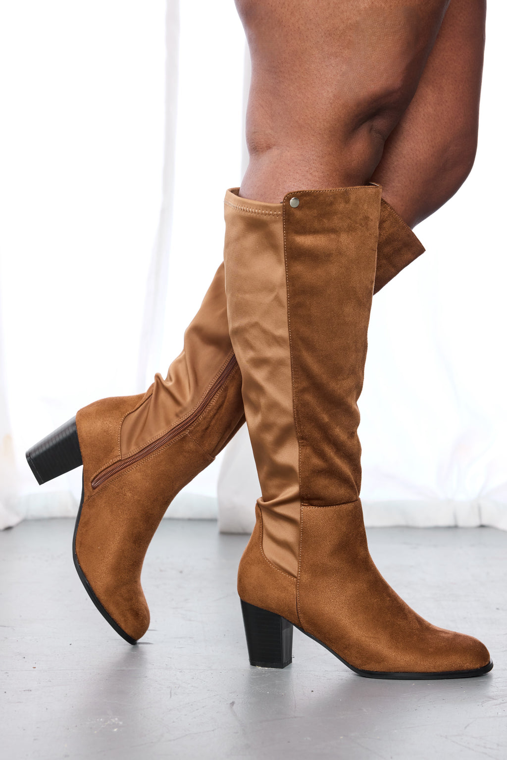 "Wide Calf Wide Width" Dress Boots TAN