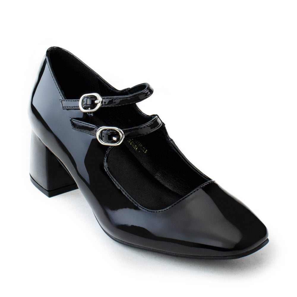 Wide Width Square Toe Mary Jane Dress Pumps BLACK PATENT Room Of Fashion