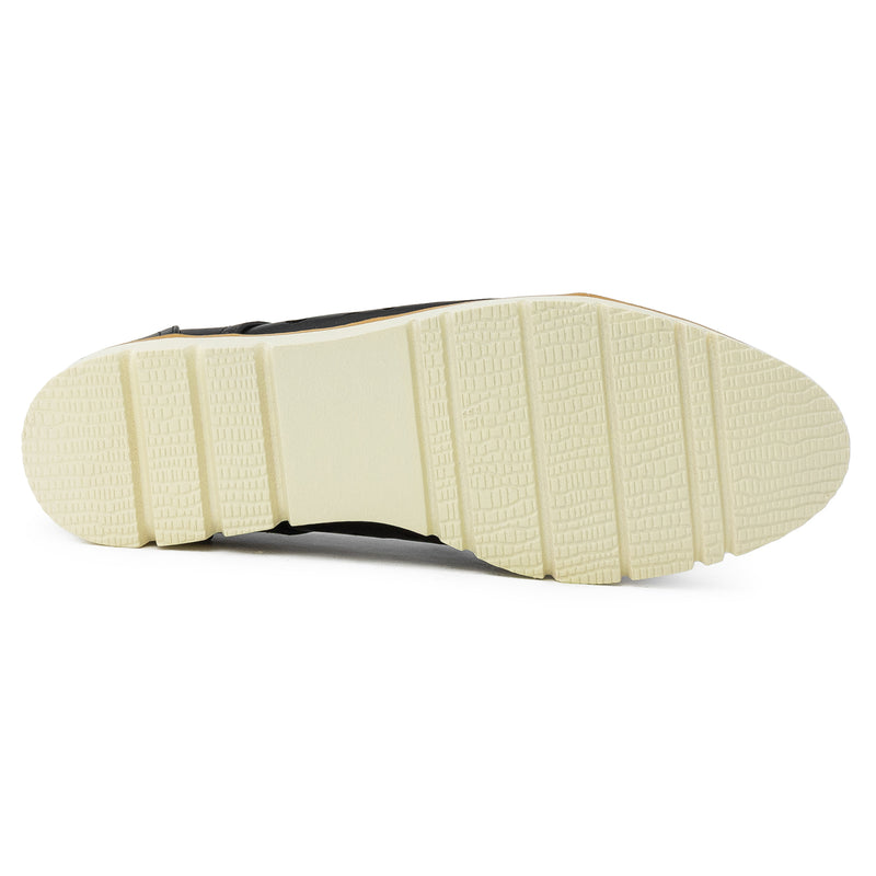 Women's Cutout Saddle Lace up Platform Oxford Flats BLACK