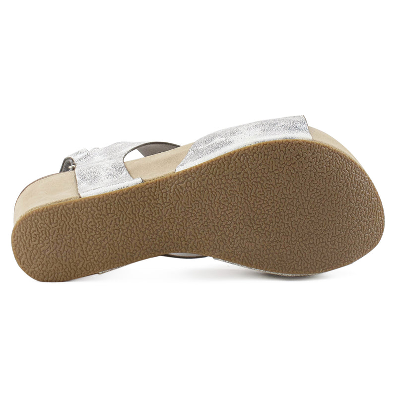 Comfortable Cutout Design Velcro Closure Platform Wedge Sandals SILVER