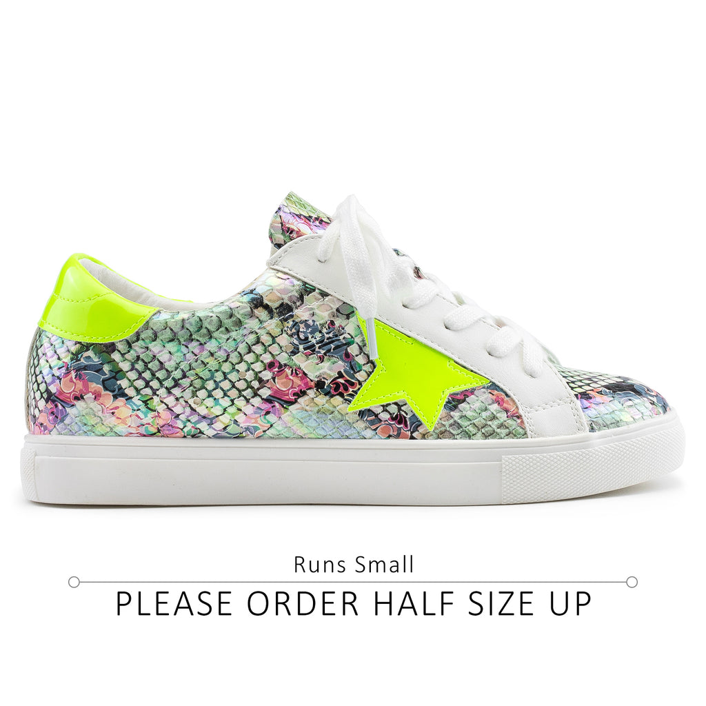 Women's Casual Low Top Trendy Fashion Sneakers Flats NEON GREEN