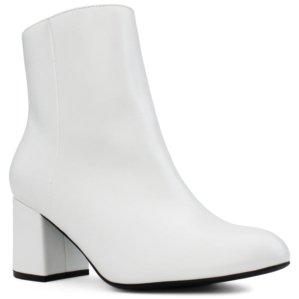 White wide clearance fit ankle boots