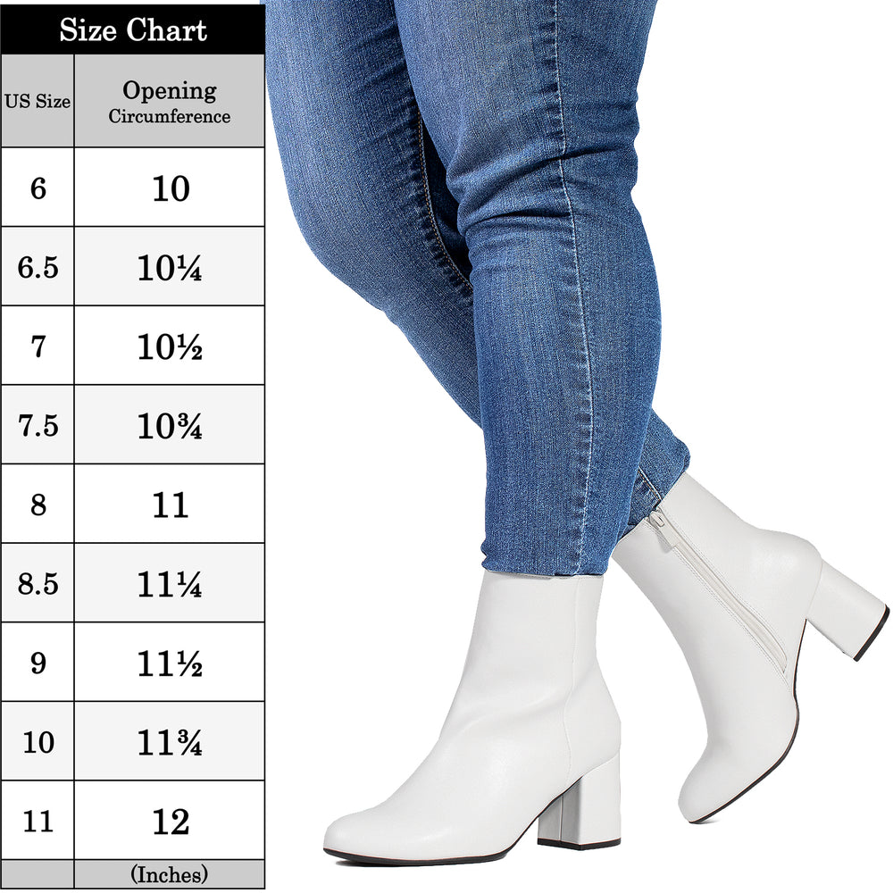 Amazon.com: CAMSSOO Women's GO GO Boots,Round Toe Low Block Heels Side  Zippers Ankle Boots For Women White US5.5 CN36 : Clothing, Shoes & Jewelry