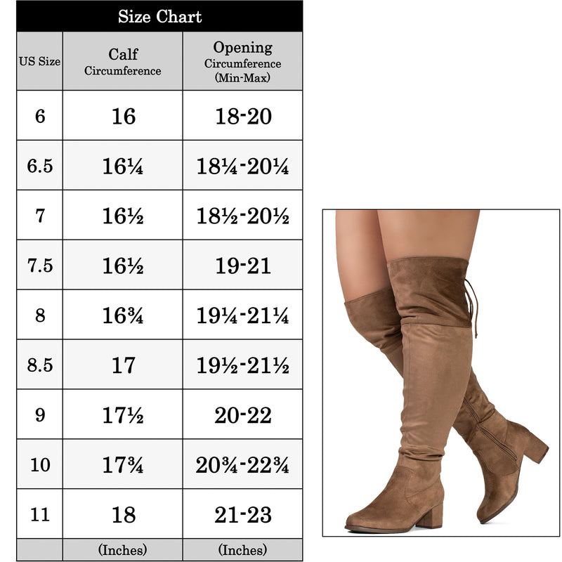 "Wide Calf & Wide Width" Chunky Heel Over The Knee Boots TAUPE