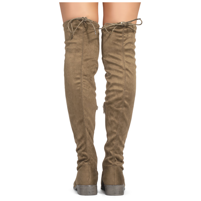 Women's Stretchy Over The Knee Riding Boots TAUPE